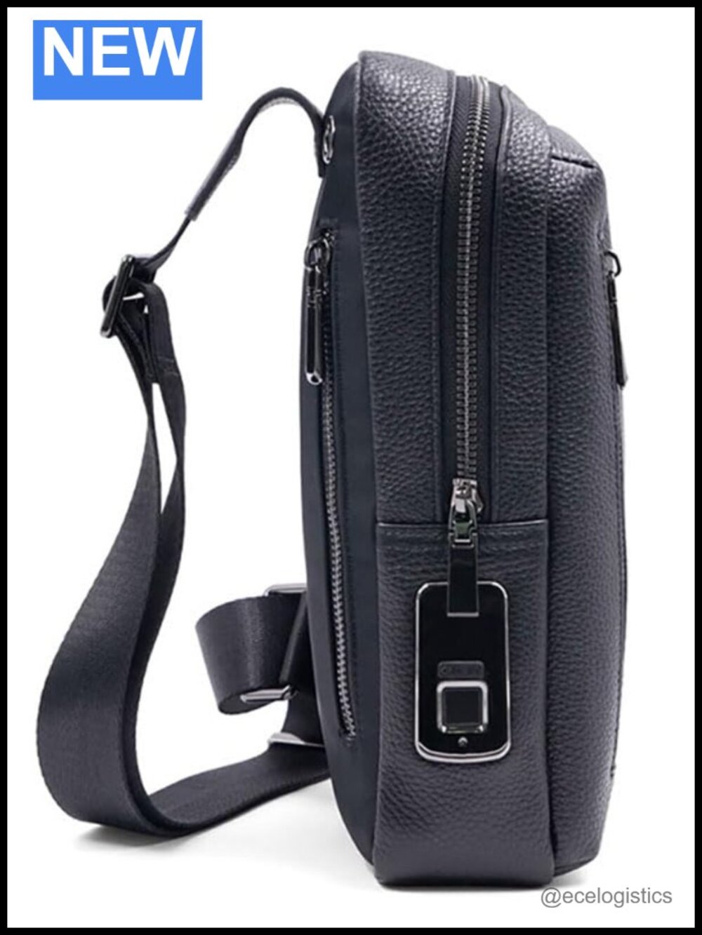Fingerprint Lock Leather Anti-Theft Crossbody Chest Bag Shoulder Strap